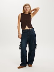Cotton On Brown Charlie Button Front Waistcoat Vest - Image 4 of 4