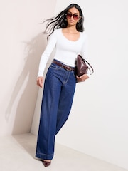 Friends Like These Ivory Lace Trim Scoop Neck Top - Image 3 of 4