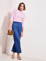 Friends Like These Stripe 3/4 Sleeve Ribbed Boat Neck T-Shirt - Image 3 of 4