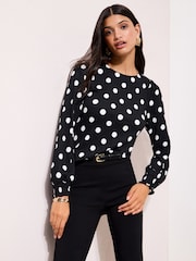 Friends Like These Spot Shirred Cuff Top - Image 2 of 4
