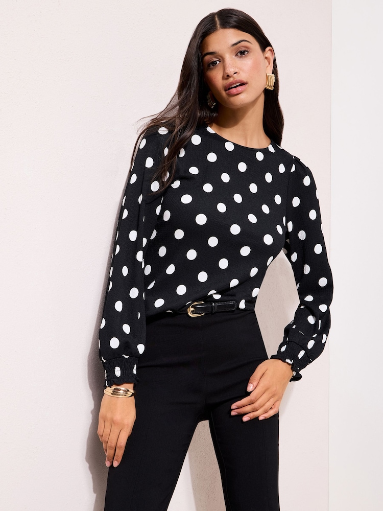 Friends Like These Spot Shirred Cuff Top - Image 2 of 4
