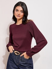 Friends Like These Berry Pink Shirred Cuff Top - Image 1 of 4