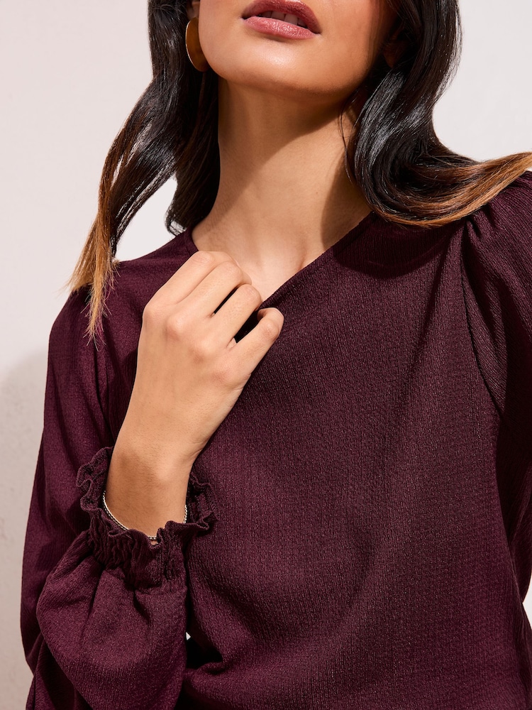 Friends Like These Berry Pink Shirred Cuff Top - Image 2 of 4