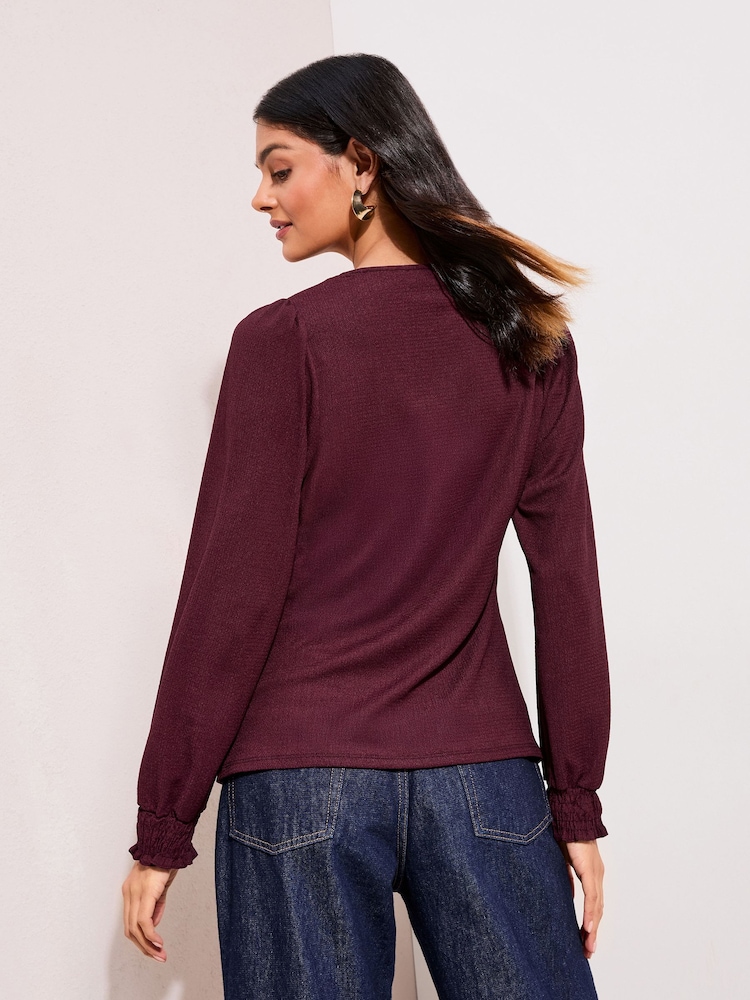 Friends Like These Berry Pink Shirred Cuff Top - Image 4 of 4