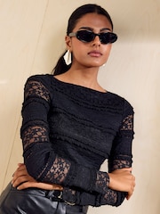 Friends Like These Black All Over Lace Top - Image 1 of 5