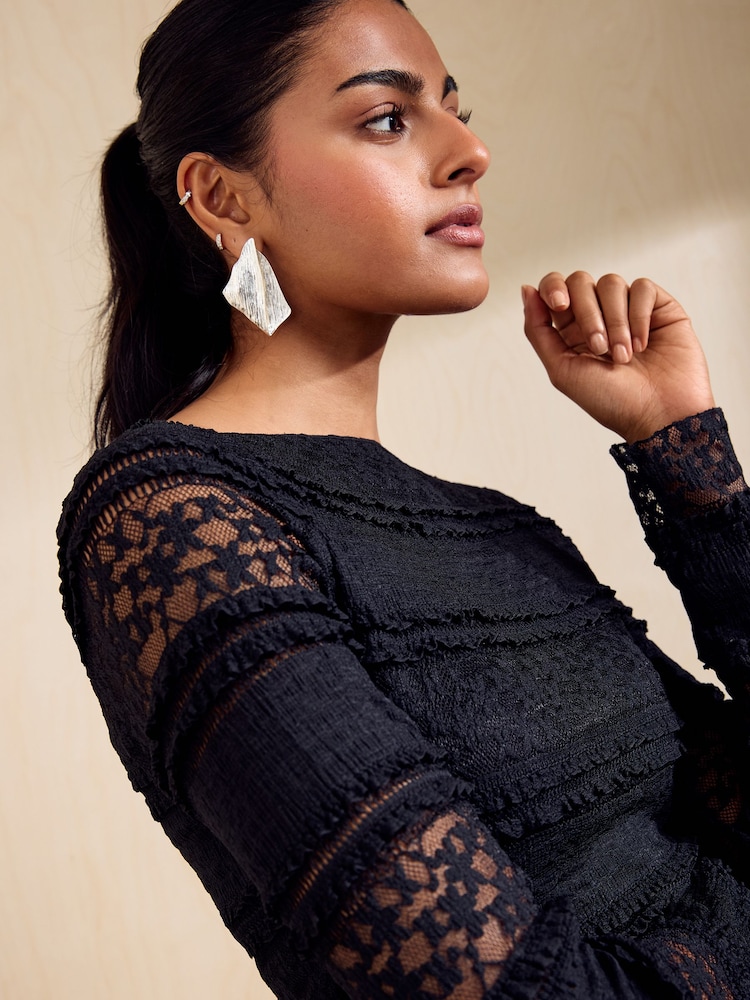 Friends Like These Black All Over Lace Top - Image 2 of 5 Friends Like These Black All Over Lace Top - Image 2 of 5