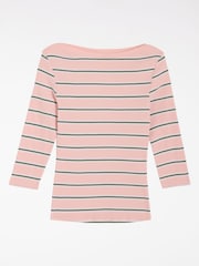 Friends Like These 3/4 Sleeve Ribbed Boat Neck T-Shirts 2 Pack - 4න් 2 වන රූපය