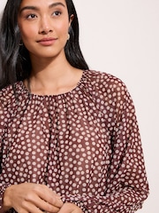 Friends Like These Brown Spot Mesh Print Top - Image 2 of 4