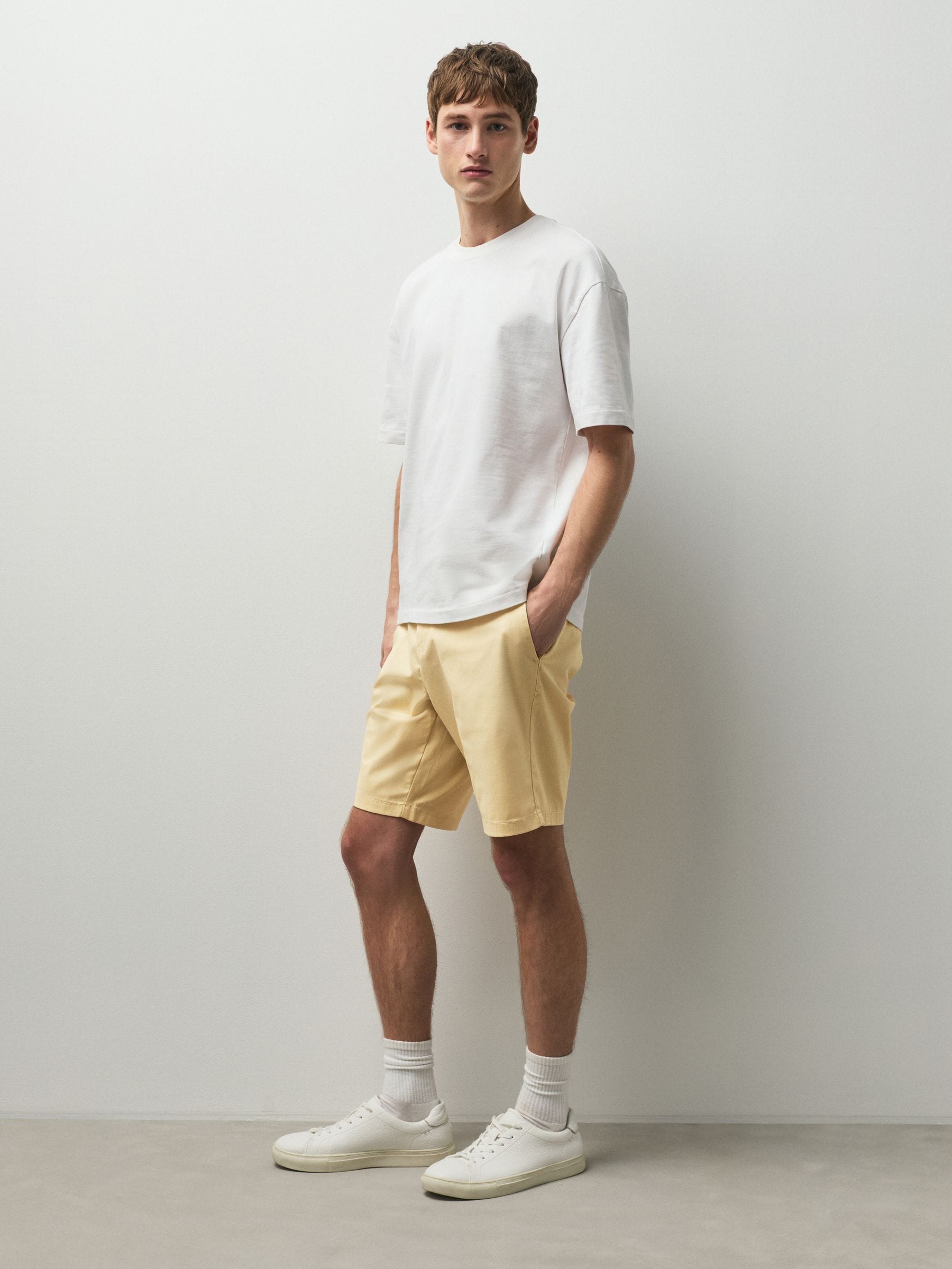 Buy Yellow Slim Fit Stretch Chino Shorts from Next USA