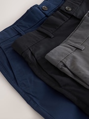 Black/Ink Blue/Charcoal Straight Fit Stretch Chino Shorts 3 Pack - Image 5 of 12