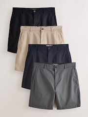 Navy/Stone/Light Grey/Charcoal Relaxed Fit Stretch Chino Shorts 4 Pack - Image 1 of 12