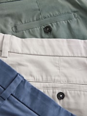 Black/Blue/Sage Slim Fit Stretch Chino Shorts 3 Pack - Image 6 of 10