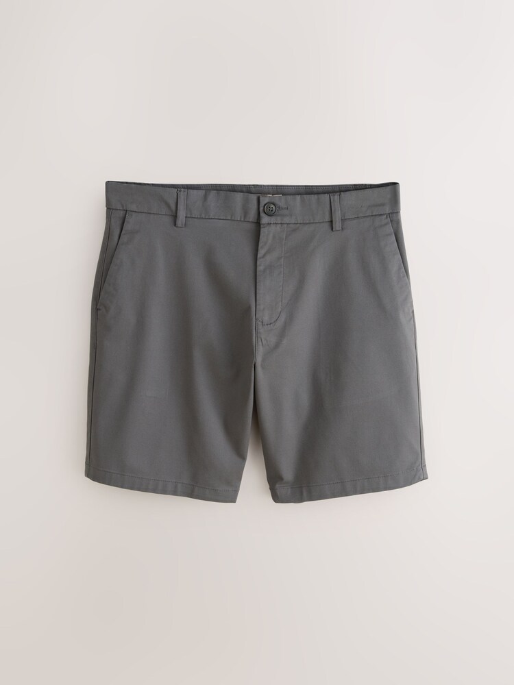 Темно-серый - Прямой крой - Стретчевые шорты чинос - Изображение 1 3