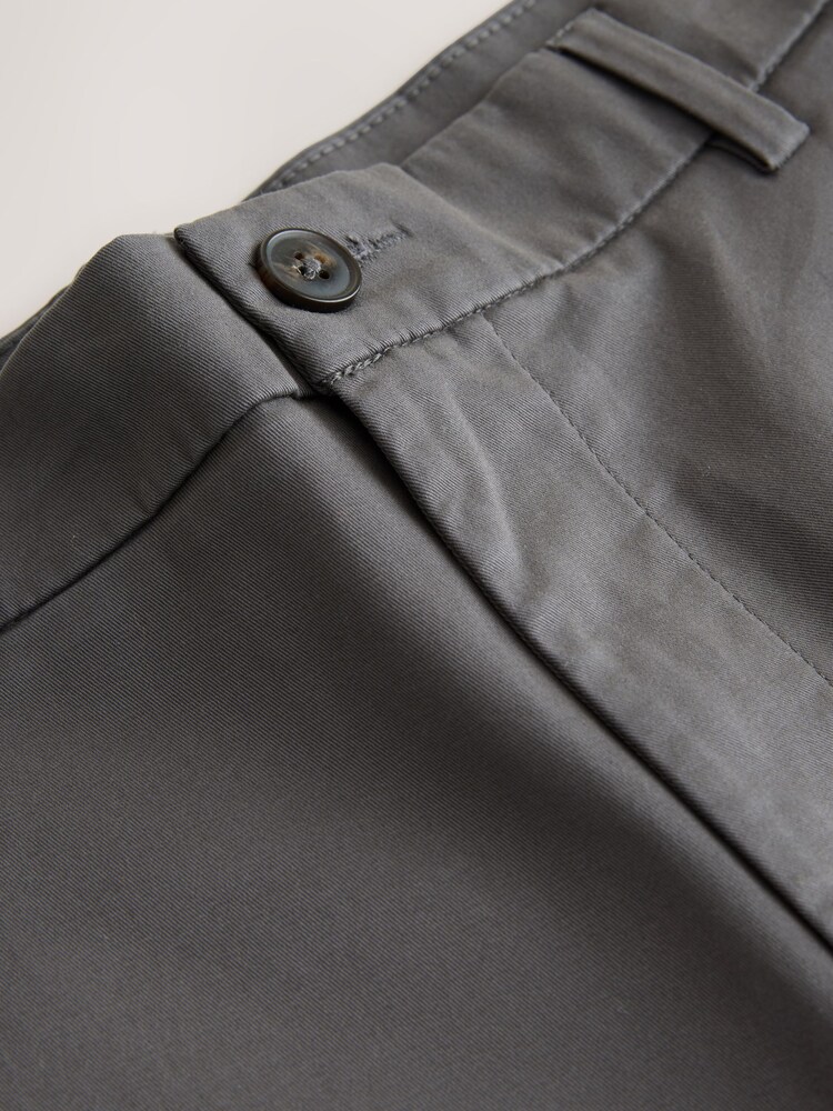 Темно-серый - Прямой крой - Стретчевые шорты чинос - Изображение 2 3