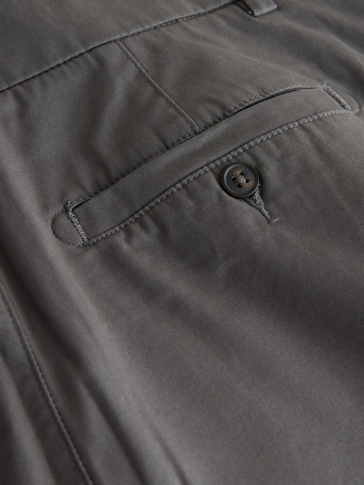 Темно-серый - Прямой крой - Стретчевые шорты чинос - Изображение 3 3