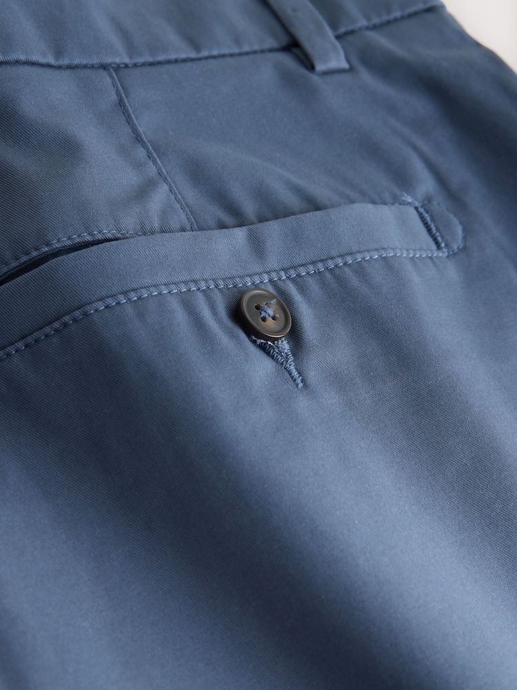 Vintage 蓝色 - 直筒式 - 有弹性 斜纹短裤 - 9的图像9｝