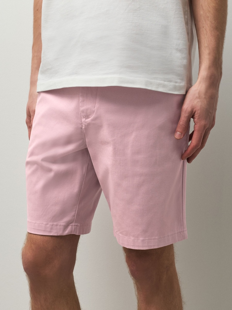 Pink Slim Fit Stretch Chino Shorts - Image 1 of 11 Pink Slim Fit Stretch Chino Shorts - Image 1 of 11
