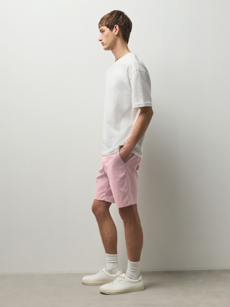 Pink Slim Fit Stretch Chino Shorts - Image 2 of 11 Pink Slim Fit Stretch Chino Shorts - Image 2 of 11