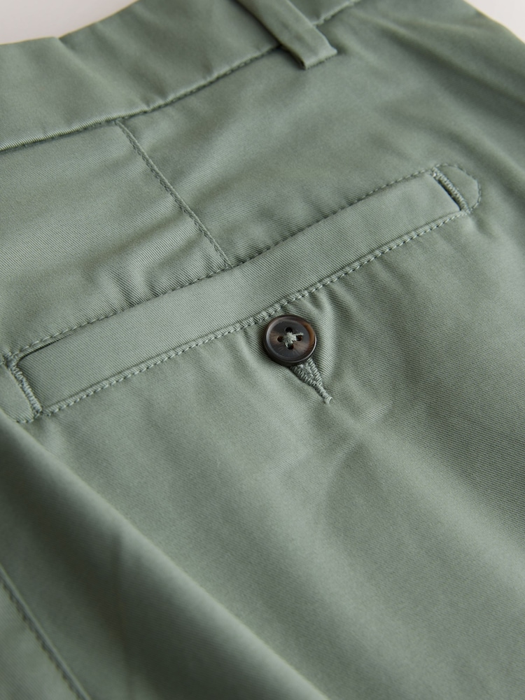 Зеленый - Прямой крой - Стретчевые шорты чинос - Изображение 8 8