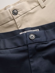 Navy/Stone Straight Fit Stretch Chino Shorts 2 Pack - Image 4 of 5