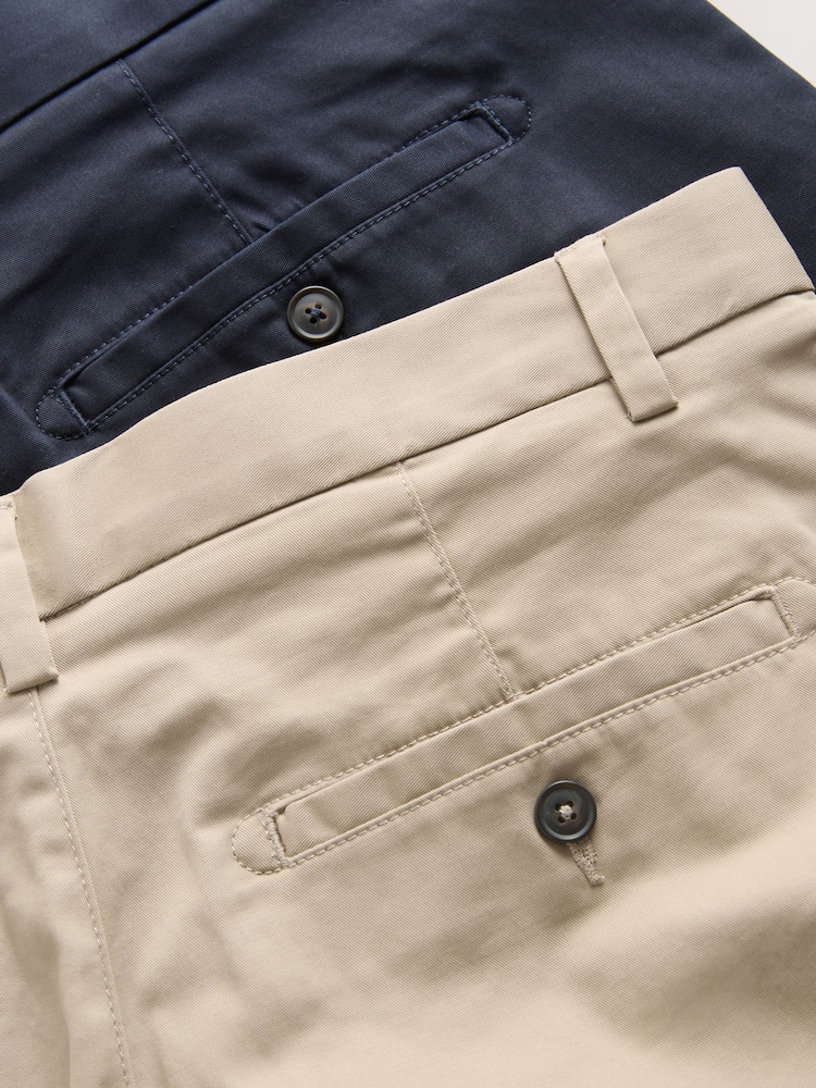 Navy/Stone Straight Fit Stretch Chino Shorts 2 Pack - Image 5 of 5