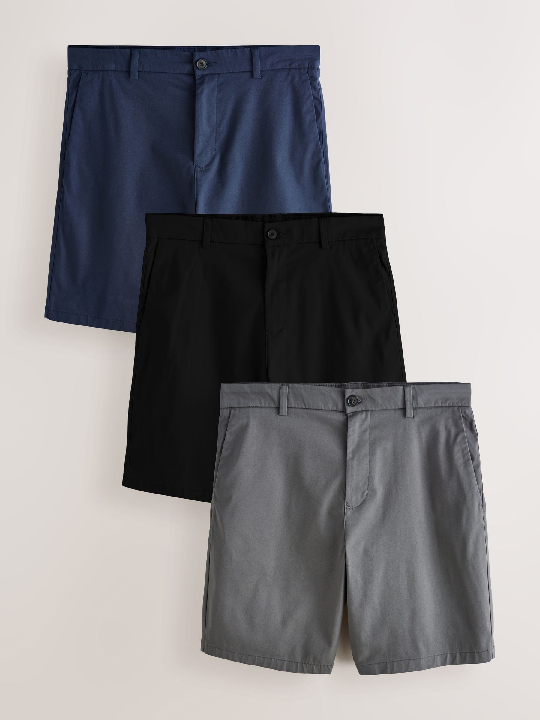 Buy Black/Ink Blue/Charcoal Relaxed Fit Stretch Chino Shorts 3