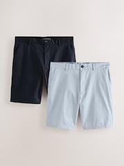 Navy/Light Blue Slim Fit Stretch Chino Shorts 2 Pack - Image 1 of 5