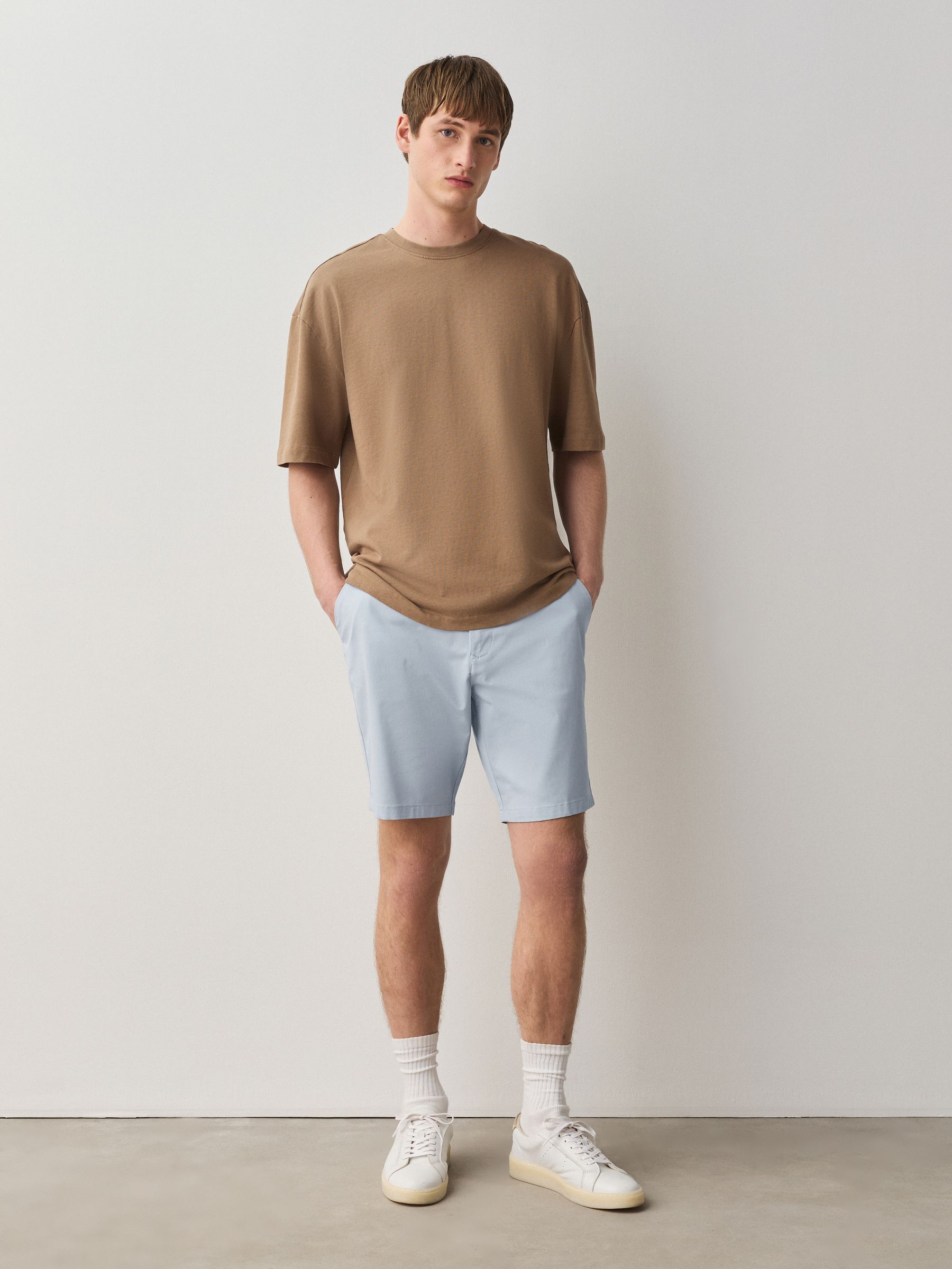 Buy Navy/Light Blue Slim Fit Stretch Chino Shorts 2 Pack from Next