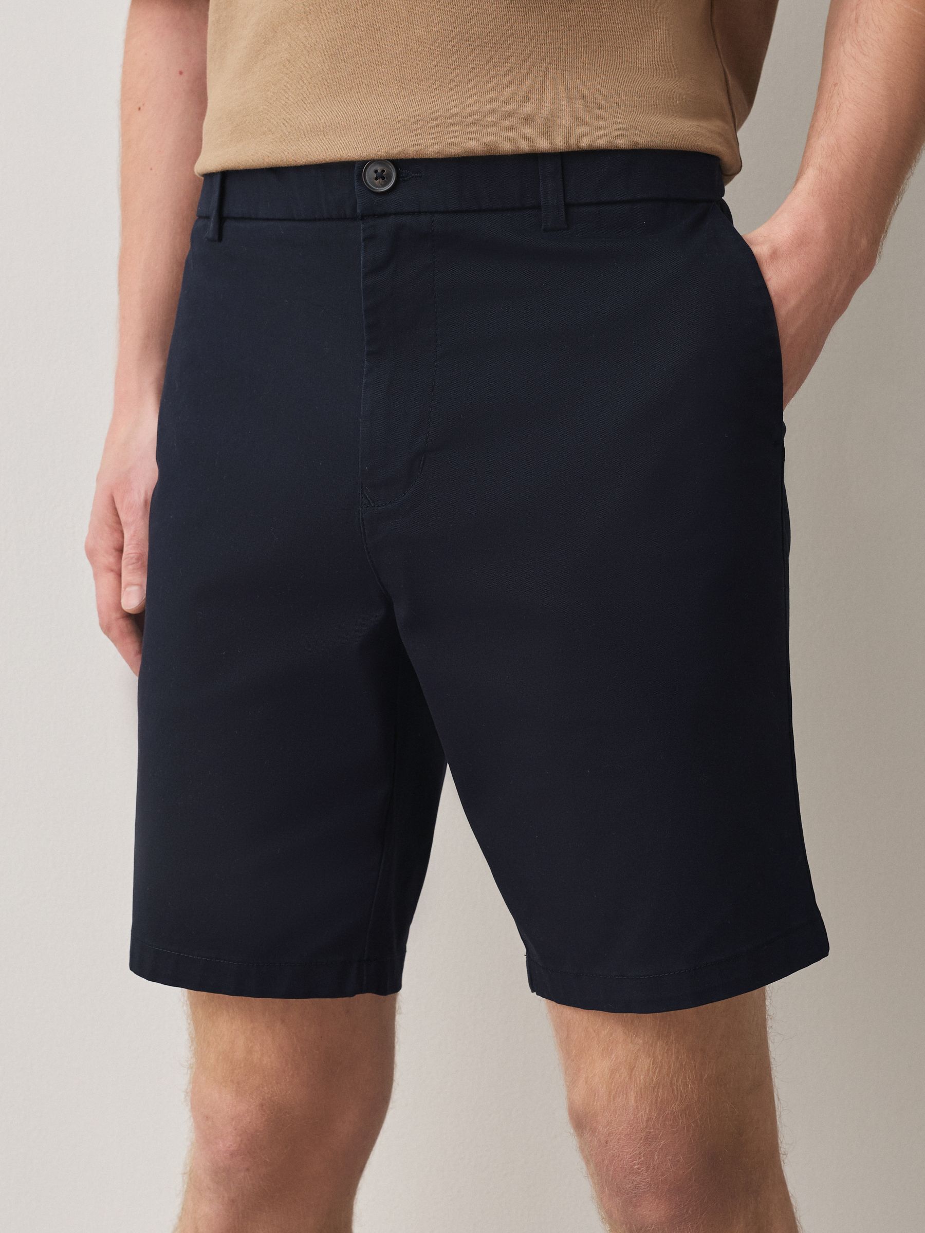 Buy Navy/Light Blue Slim Fit Stretch Chino Shorts 2 Pack from Next