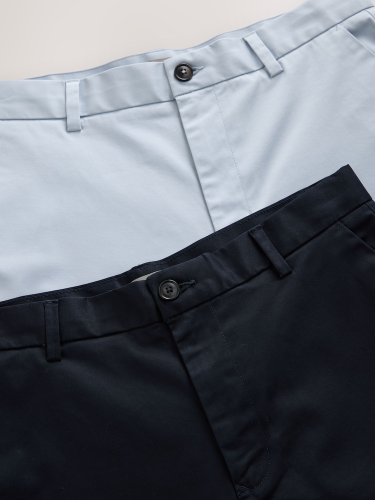 Navy/Light Blue Slim Fit Stretch Chino Shorts 2 Pack - Image 5 of 5