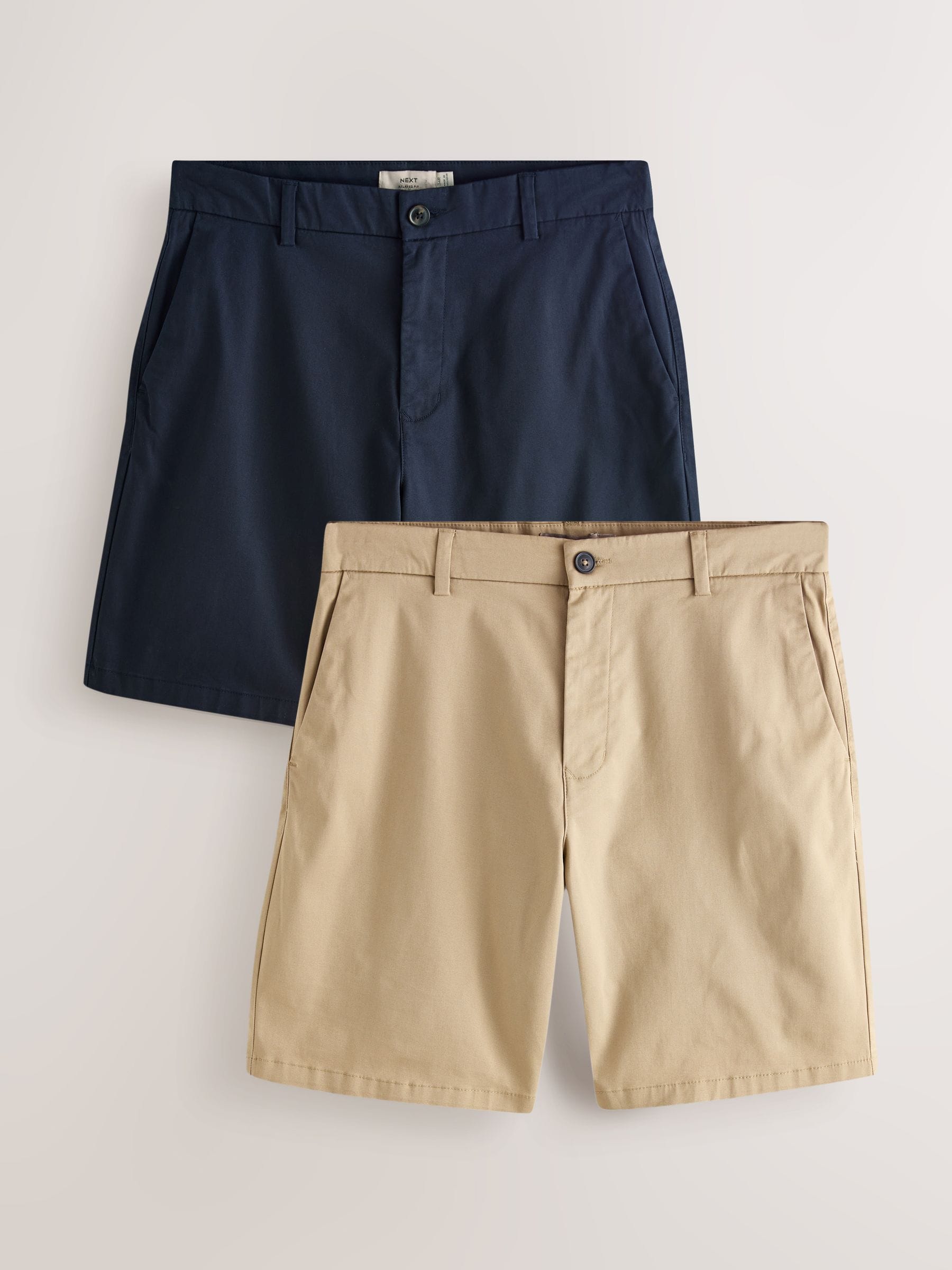 Buy Navy/Stone Relaxed Fit Stretch Chino Shorts 2 Pack from Next USA