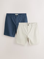 Ink Blue/ Bone - سیدھے فٹ - اسٹریچ چینو شارٹس 2 پیک - تصویر 1 از 5