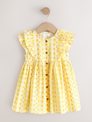 Pastellinkeltainen ruutu - Tuplaröyhelöinen mekko (3kk–8v) - Kuva 4 / 7