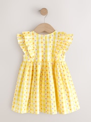 Pastellinkeltainen ruutu - Tuplaröyhelöinen mekko (3kk–8v) - Kuva 5 / 7