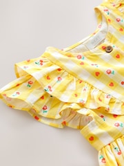 Pastellinkeltainen ruutu - Tuplaröyhelöinen mekko (3kk–8v) - Kuva 6 / 7