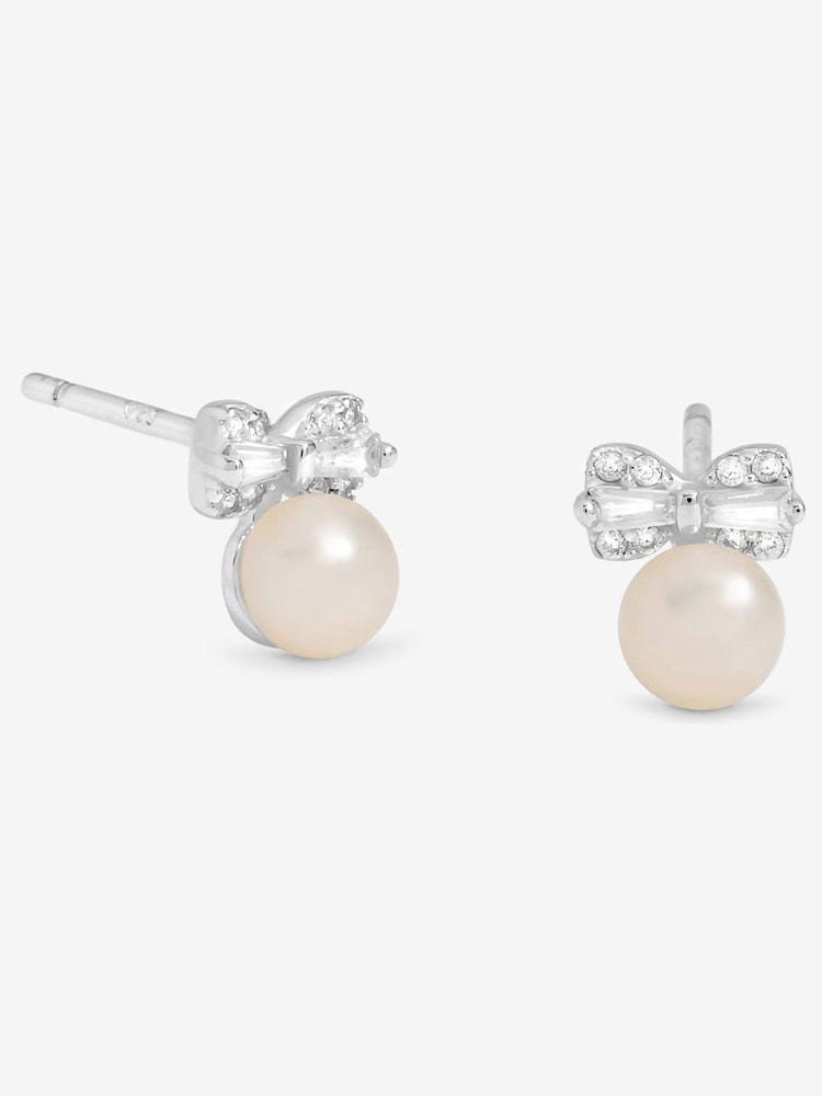 Simply Silver 925 Sterling Silver Pave and Pearl Stud Earrings - Image 2 of 2 Simply Silver 925 Sterling Silver Pave and Pearl Stud Earrings - Image 2 of 2