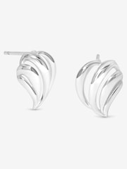 Simply Silver 925 Sterling Silver Open Ridged Wave Stud Earrings - Image 1 of 2