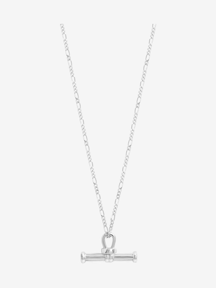Simply Silver 925 Sterling Silver Textured T-Bar Necklace - Image 2 of 3 Simply Silver 925 Sterling Silver Textured T-Bar Necklace - Image 2 of 3