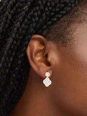 Simply Silver 925 Sterling Silver Textured Double Drop Clover Earrings - Image 2 of 2