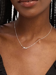 Simply Silver 925 Sterling Silver Polished and Pave Love Knot Necklace - Image 1 of 4