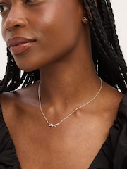 Simply Silver 925 Sterling Silver Polished and Pave Love Knot Necklace - Image 2 of 4