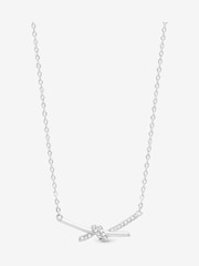 Simply Silver 925 Sterling Silver Polished and Pave Love Knot Necklace - Image 3 of 4