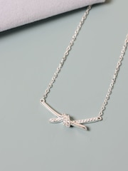 Simply Silver 925 Sterling Silver Polished and Pave Love Knot Necklace - Image 4 of 4