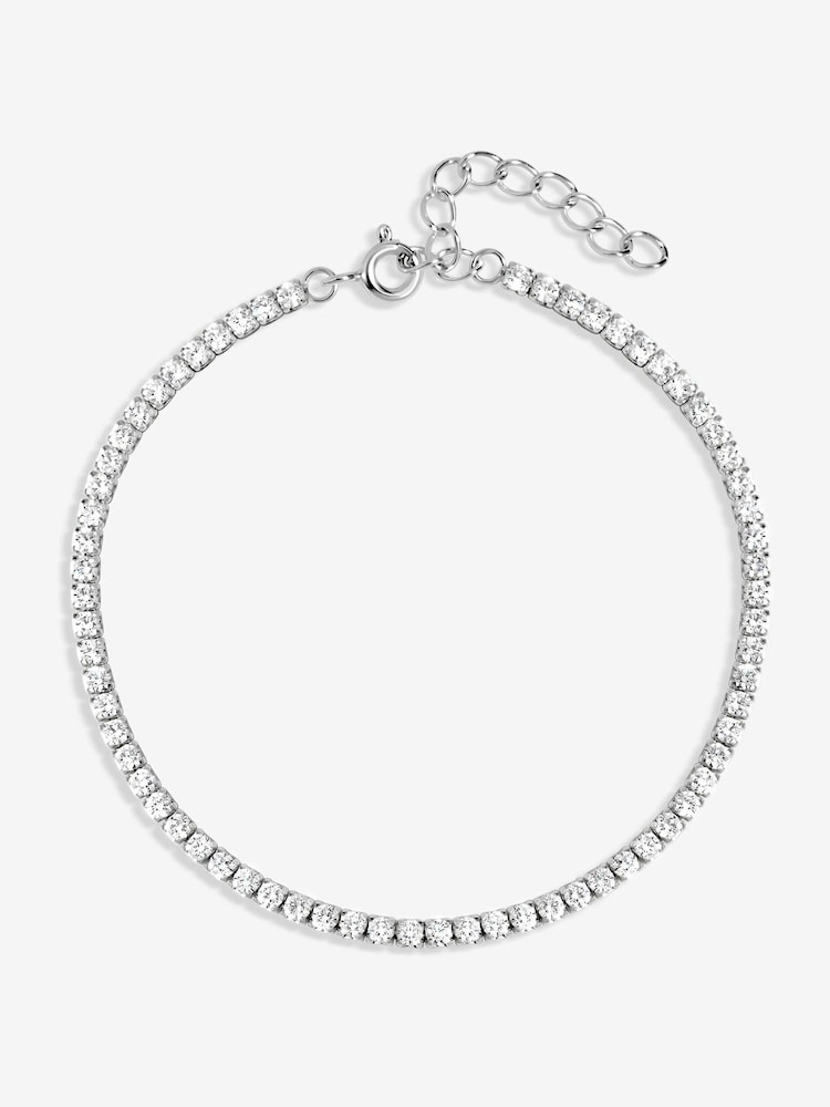 Simply Silver 925 Sterling Silver Cubic Zirconia Fine Tennis Bracelet - Image 2 of 3