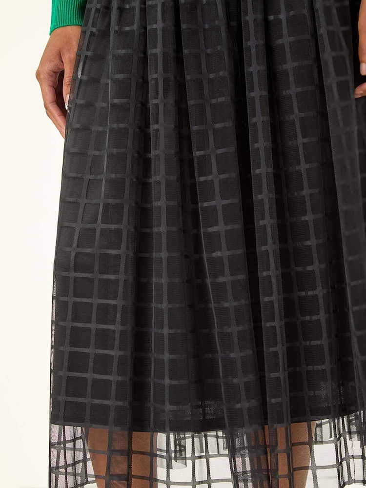 Roman Black Geometric Mesh Overlay Skirt - Image 5 of 5 Roman Black Geometric Mesh Overlay Skirt - Image 5 of 5
