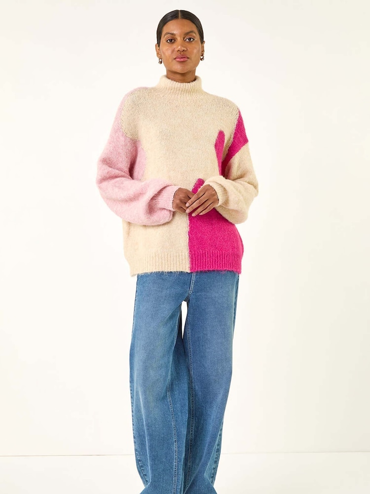 Roman Red Abstract Colourblock Knit Jumper - Image 2 of 5 Roman Red Abstract Colourblock Knit Jumper - Image 2 of 5