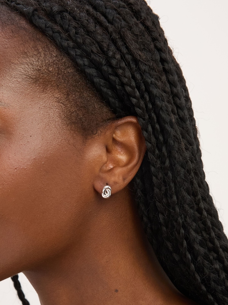 Simply Silver 925 Sterling Silver Polished Fluid Knot Stud Earrings - Image 1 of 3