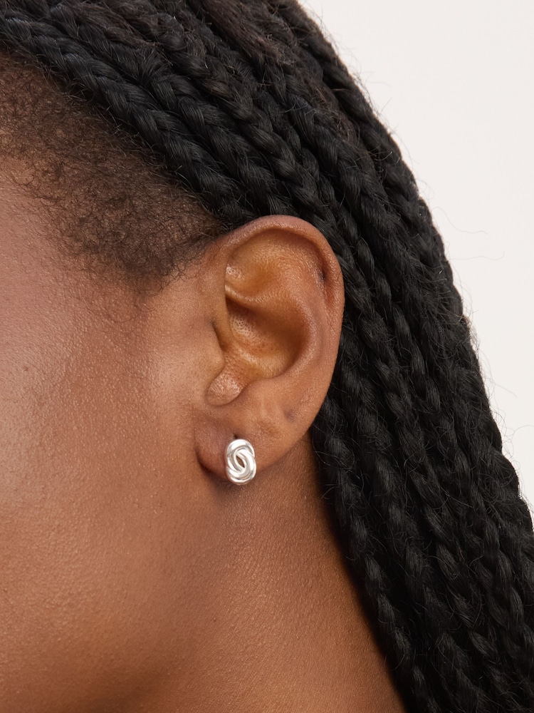 Simply Silver 925 Sterling Silver Polished Fluid Knot Stud Earrings - Image 2 of 3