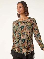 Roman Green Ditsy Floral Print Tunic Top - Image 1 of 5