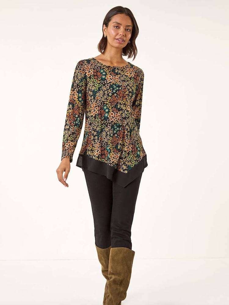 Roman Green Ditsy Floral Print Tunic Top - Image 2 of 5